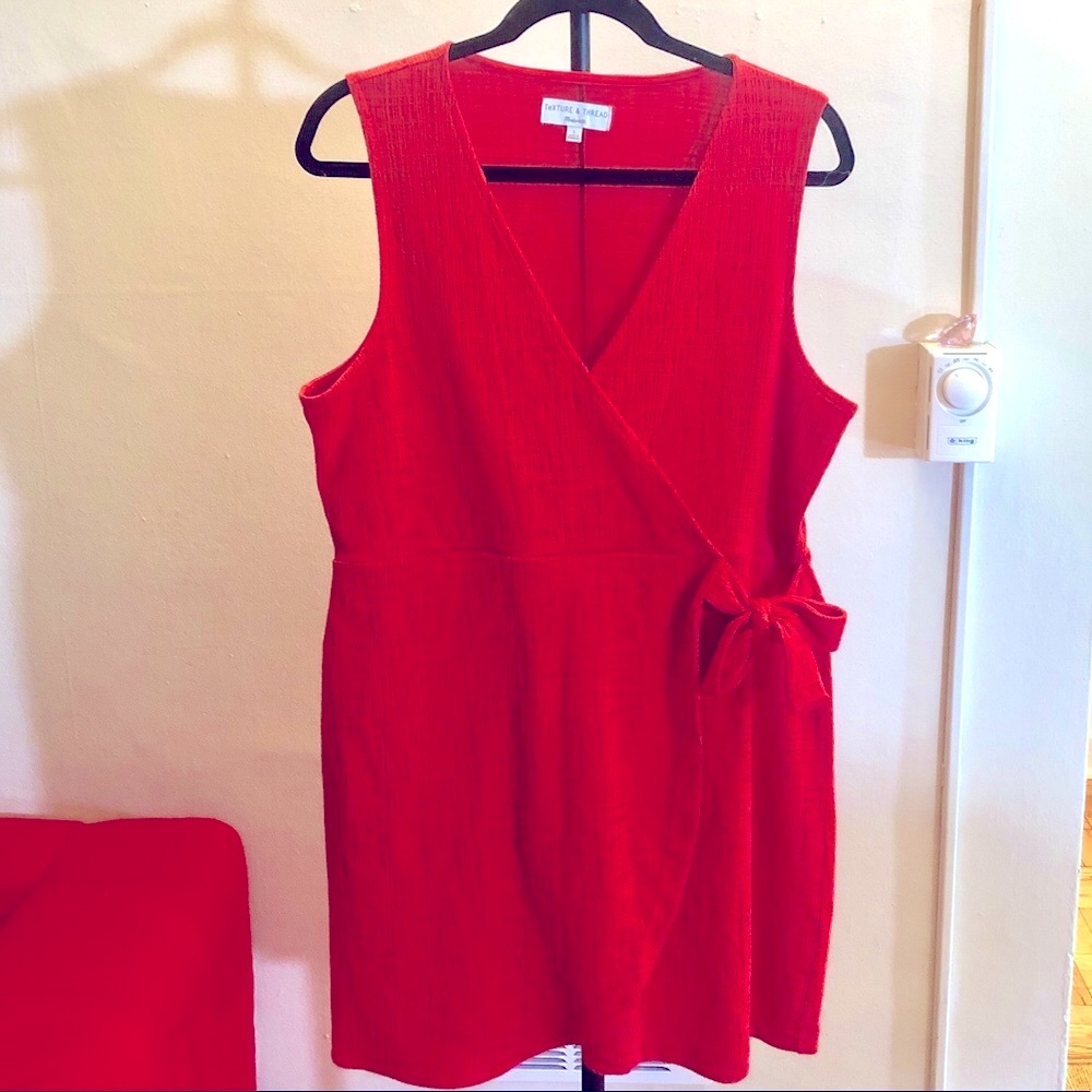 Madewell Texture & Thread mini wrap dress (red)